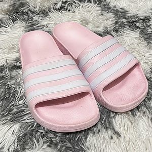 Pink and white adidas slides only worn once